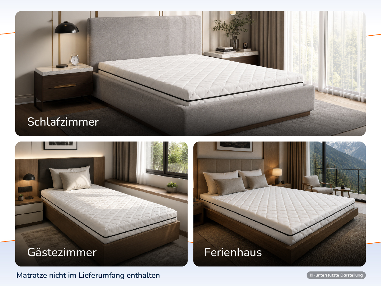 Bezogene Betten in Schlafzimmer, Gästezimmer und Ferienhaus